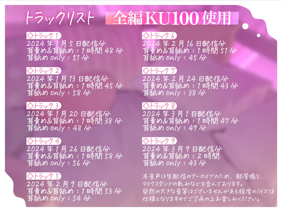 【再生時間16時間】全トラック耳舐めあり！猫羽かりん高音質版耳舐めアーカイブ集 vol.1