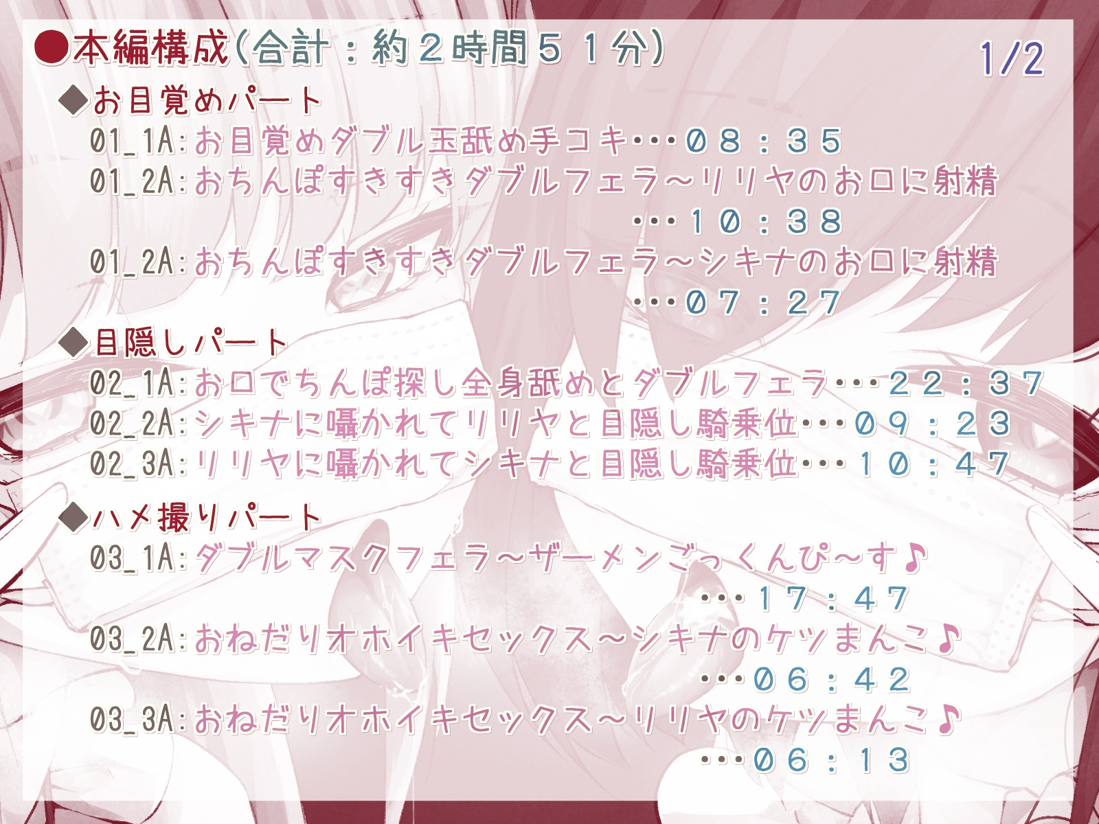 【ダブル全身舐め】二人の無表情メイドとひたすらドスケベせっくす【目隠し・マスクフェラ】