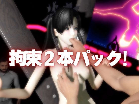 【動画2本】Fateから遠○凛が拘束調教されたり、SMショーに出される調教動画パック