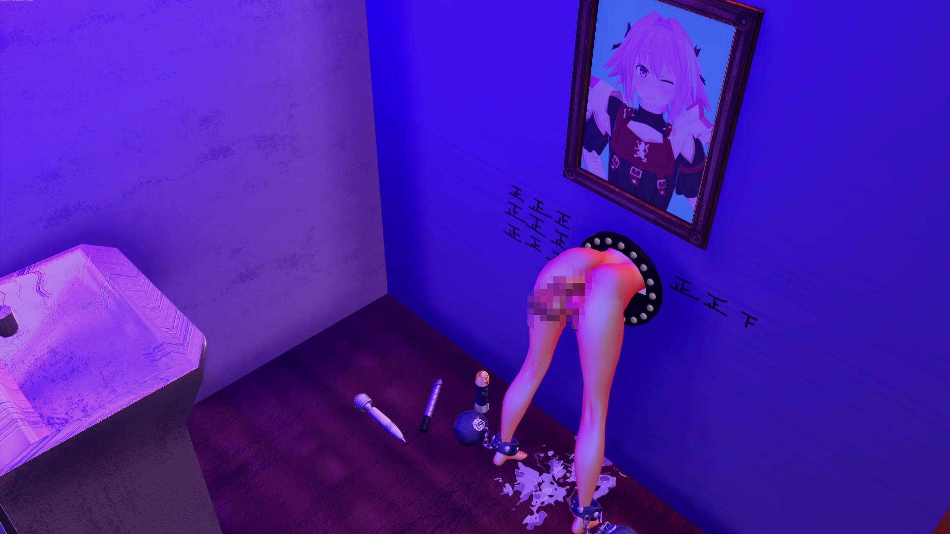 彼は望んで壁尻プレイをしています