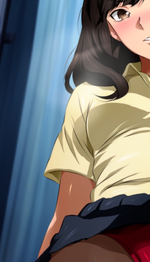 ローアングルお嬢様 越嶋伊織と制服ブルマ黒タイツ