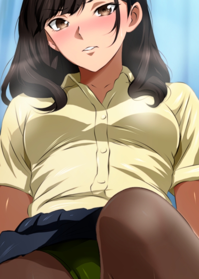 ローアングルお嬢様 越嶋伊織と制服ブルマ黒タイツ