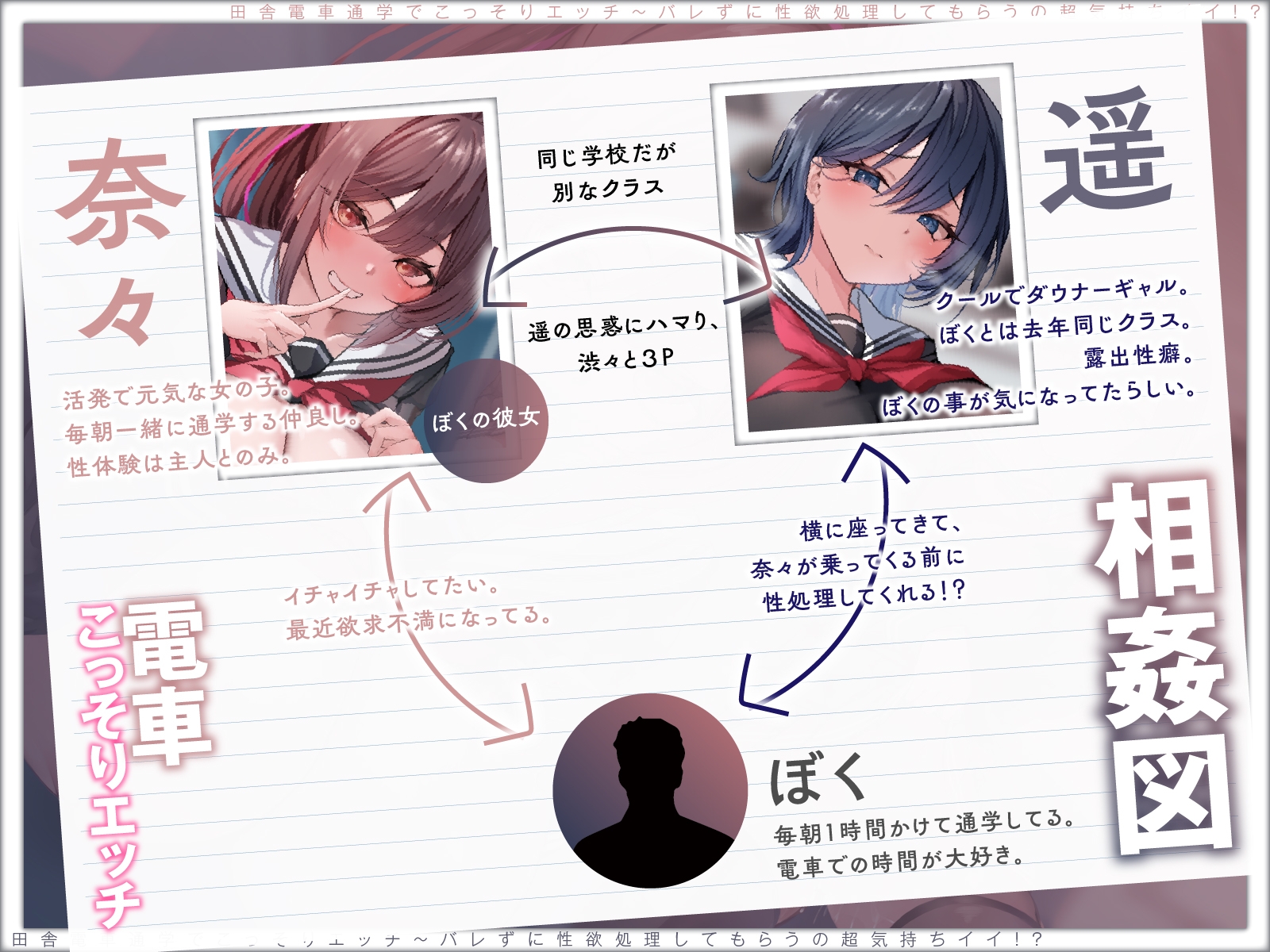 【露出×背徳】電車通学でこっそりエッチ～バレずに性欲処理してもらうの超気持ちイイ！?【JKハメ比べ】