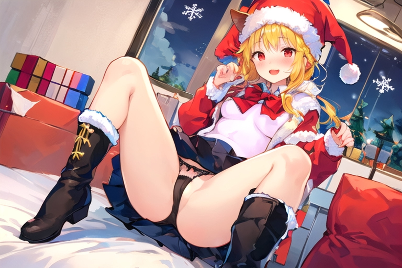 猫のサンタさんがプレゼントを持ってきた…のだが