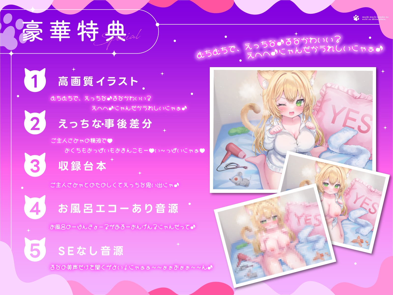 【無知むちシチュえっち♪】むちむちこねこのえっちなしつけ方～赤ちゃんを欲しがるイケない発情こねこに子作り中出し性教育♪～【2時間以上たっぷりにゃんにゃんボイス】