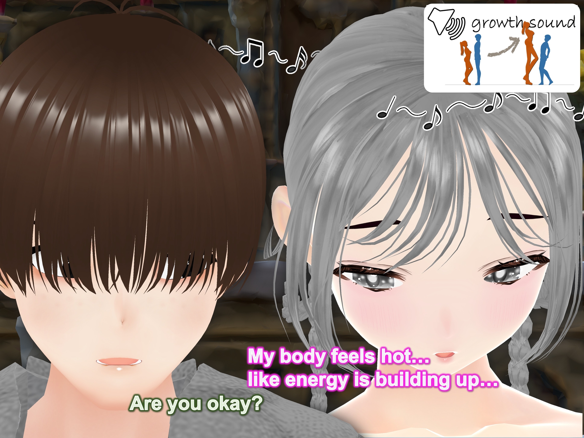 Outgrowing only girls, Overtake boys, Growth sound. church Arc