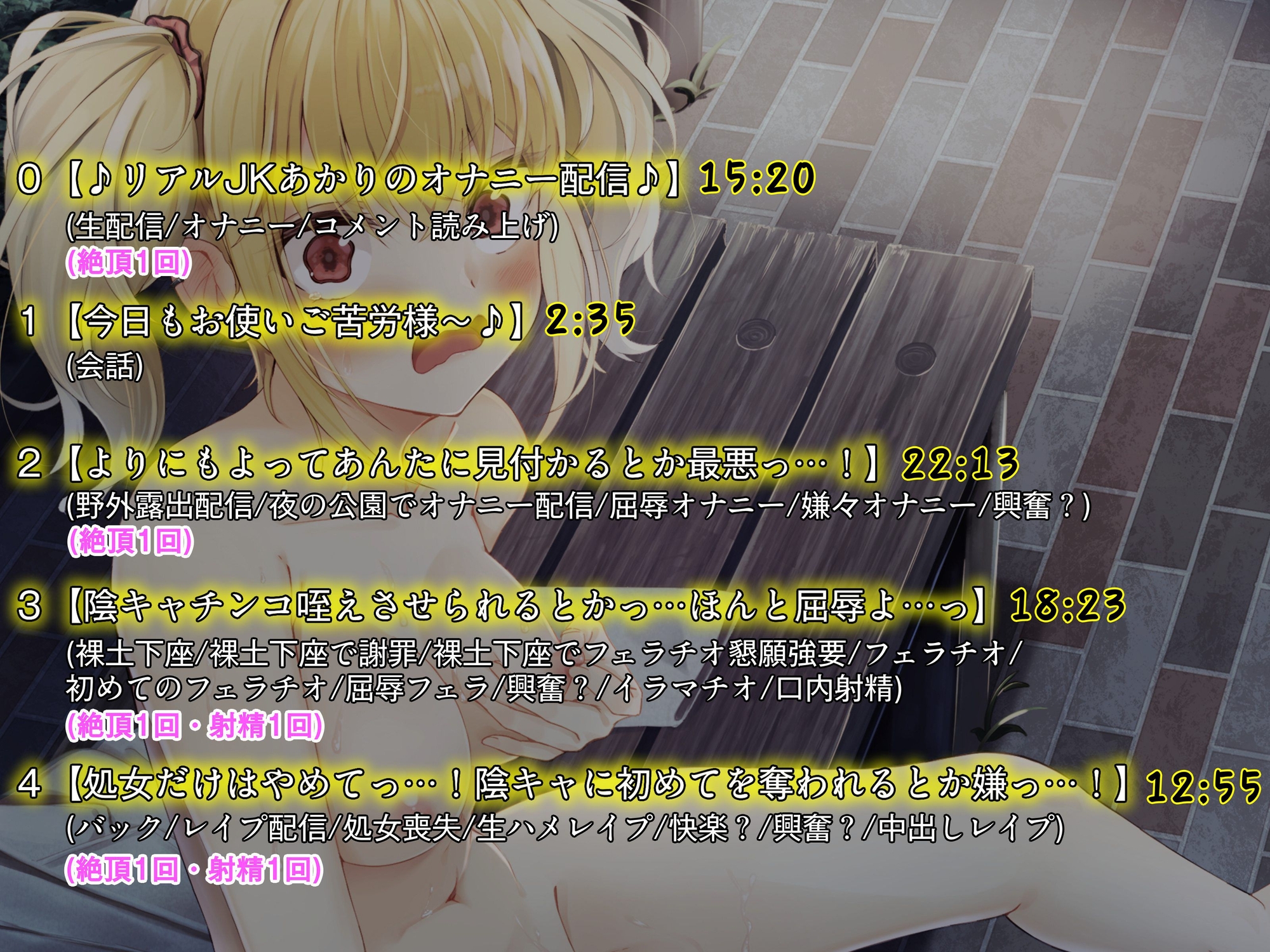 【KU100】いつもバカにしてくるクラスメイトのギャルが公園で露出オナニー配信していたので弱みを握って犯して復讐～変態痴女のメ○ガキギャルはレ○プ配信で快楽絶頂～