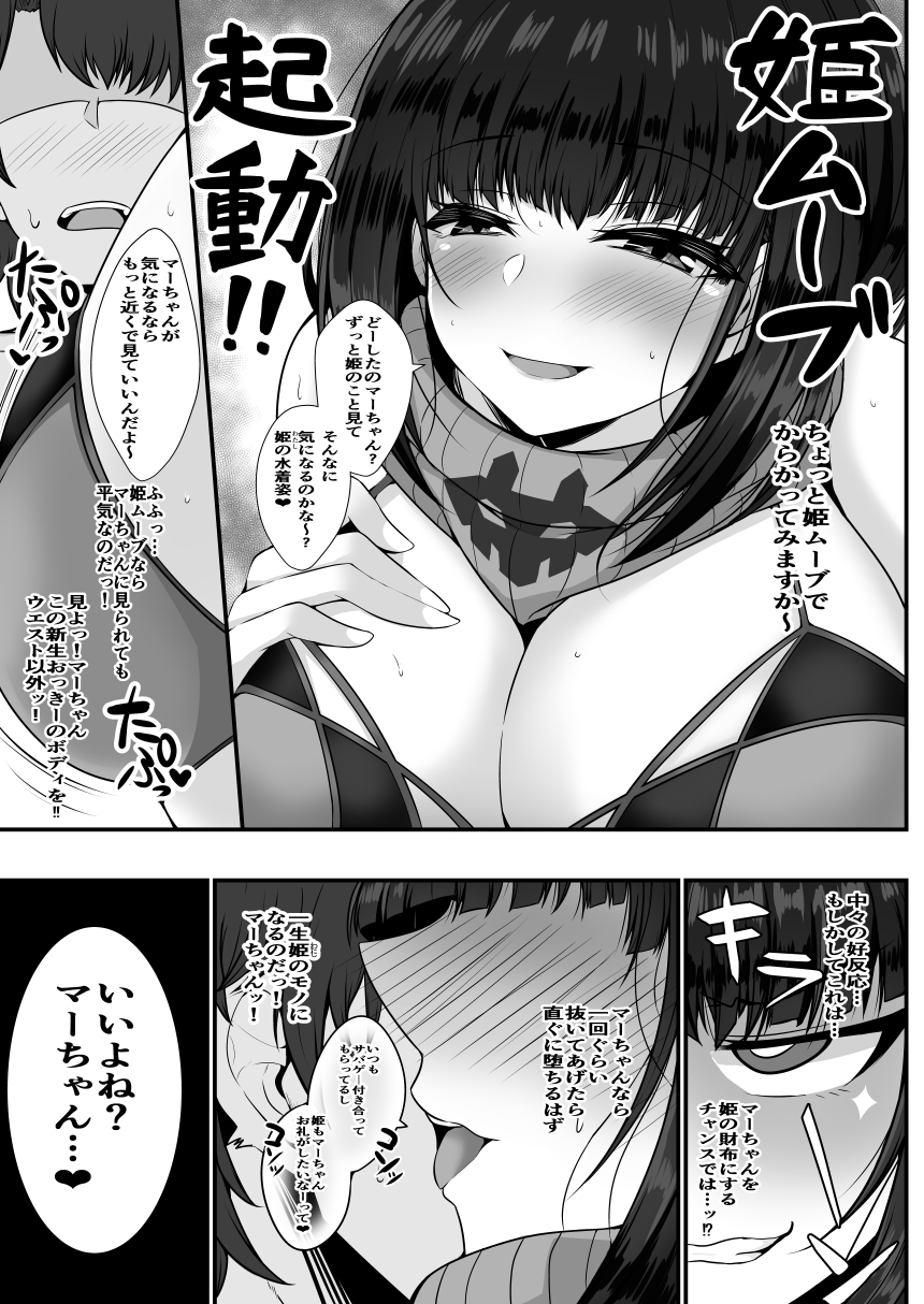 ヤリ待ちマーちゃんを誘惑した姫がチン負けしちゃう本