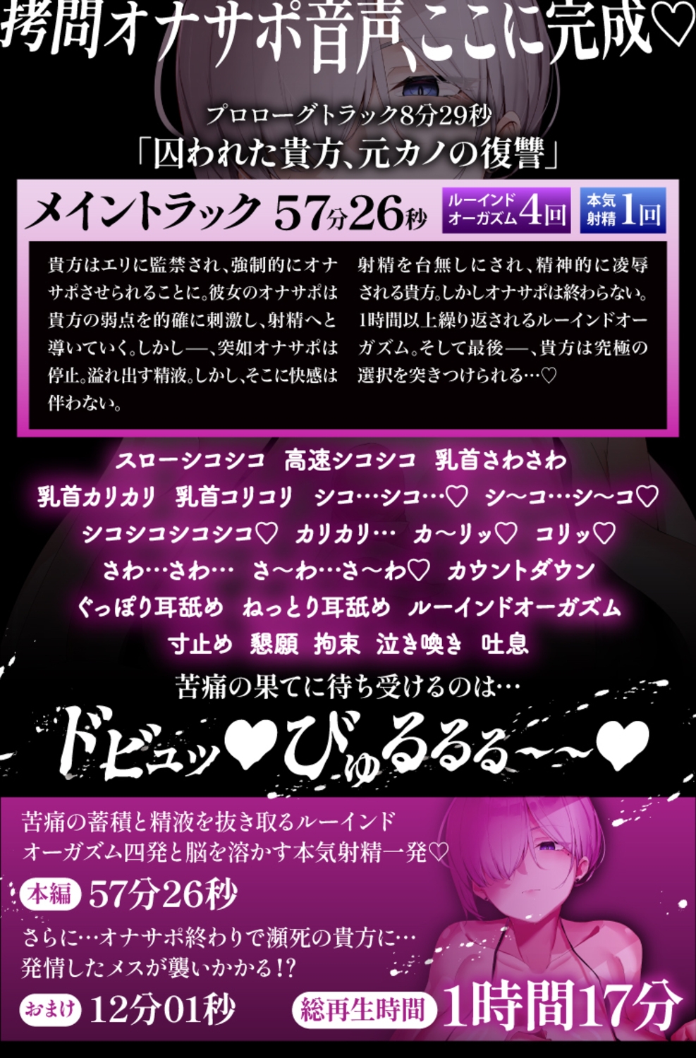 【オナサポ】57分別れた元カノに監禁され屈辱的なオナサポでルーインドオーガズム4発と本気射精1発で復讐される音声