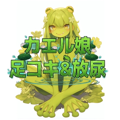 カエル娘の乳首責め足コキ&お風呂場放尿