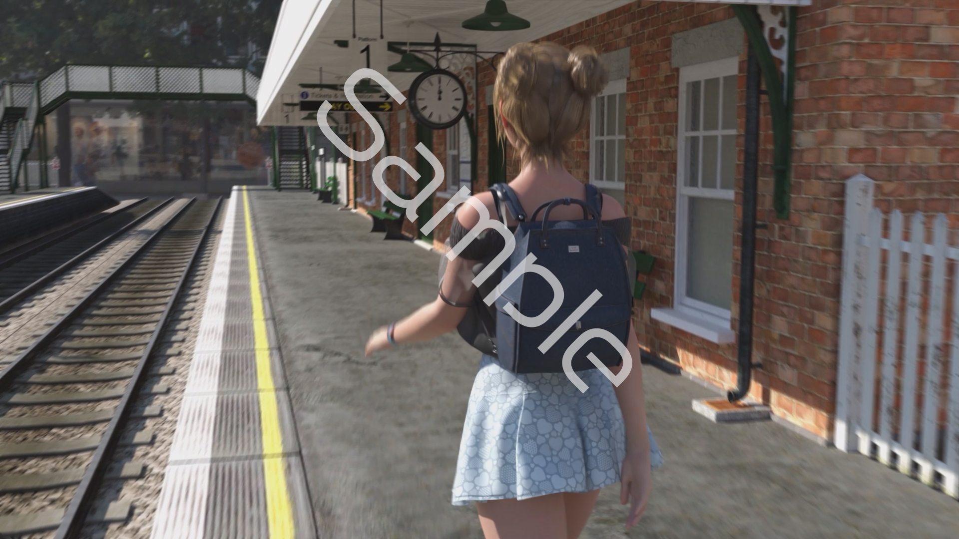 一ノ瀬廻里・私服登校日の通学途中の駅の階段でスカート内逆さ撮り盗撮の被害に遭う:PV01(サテン地ピンク水玉パンティ)