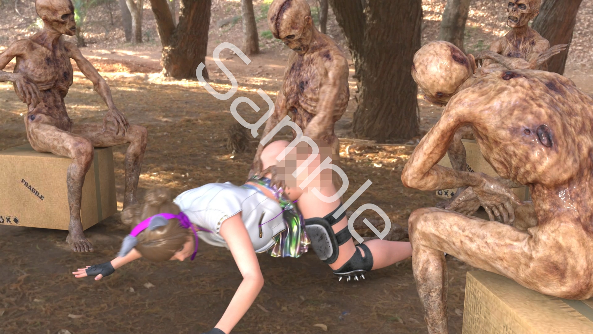 【▲100】廻里が主人公のMMORPG『編隊コレクション:Re』ゲーム動画(Vol.02:ゾンビの集団によるレ○プ被害に遭ってしまう:バック)