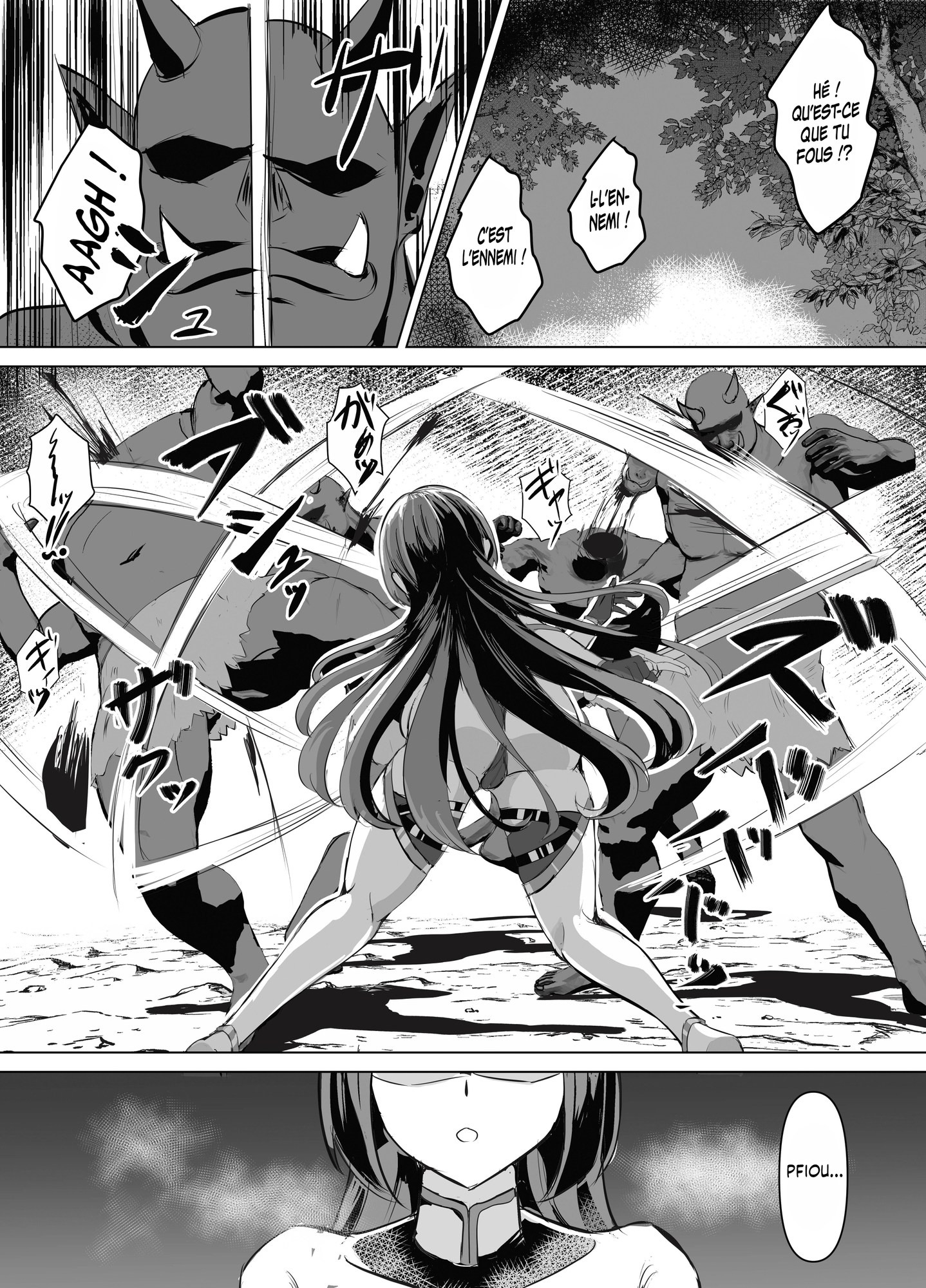 【フランス語版】一騎当千の女騎士がオークに敗北し連続アクメ調教で快楽堕ちする話