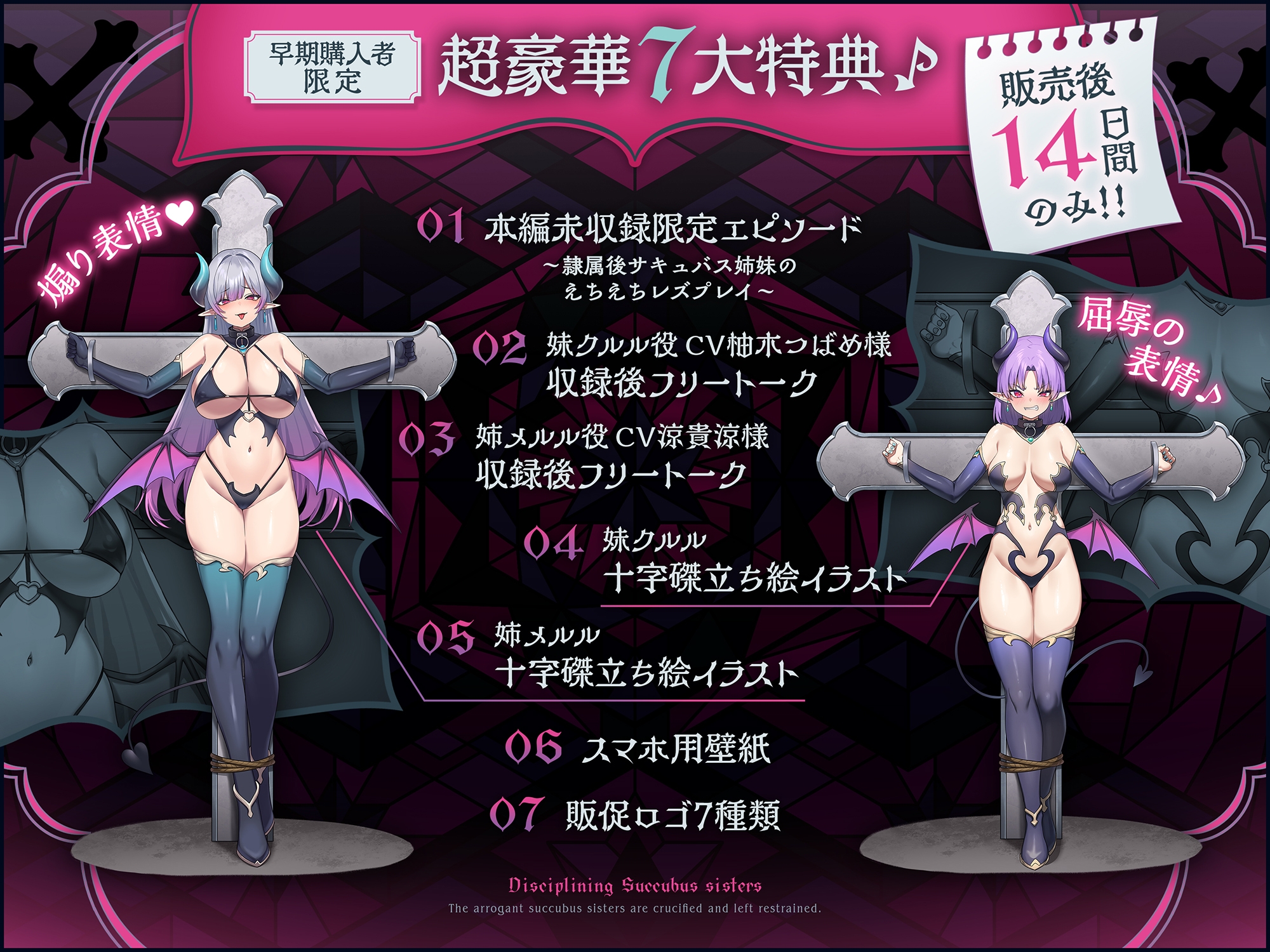 ✅14日間限定7大特典付き✅〜インモラル淫魔指導♪〜あえて精液を与えなかったら、割とすぐに堕ちたプライドMAXの凶悪サキュバス姉妹への分からせ拘束放置&服従淫紋契約♪