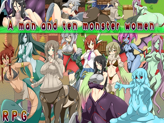 A man and ten monster women