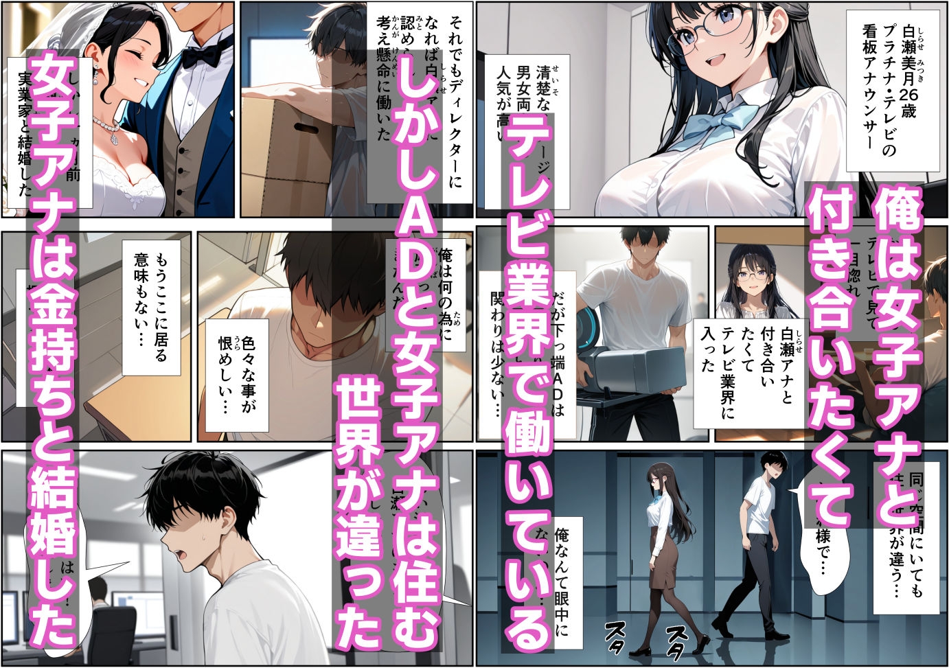 局内トップ人妻女子アナが俺の上で腰振りハーレム 〜雑用ADが3人を楽チン肉便器化〜