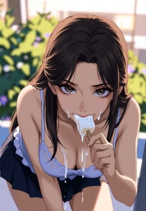 アイスをしゃぶるお姉さん