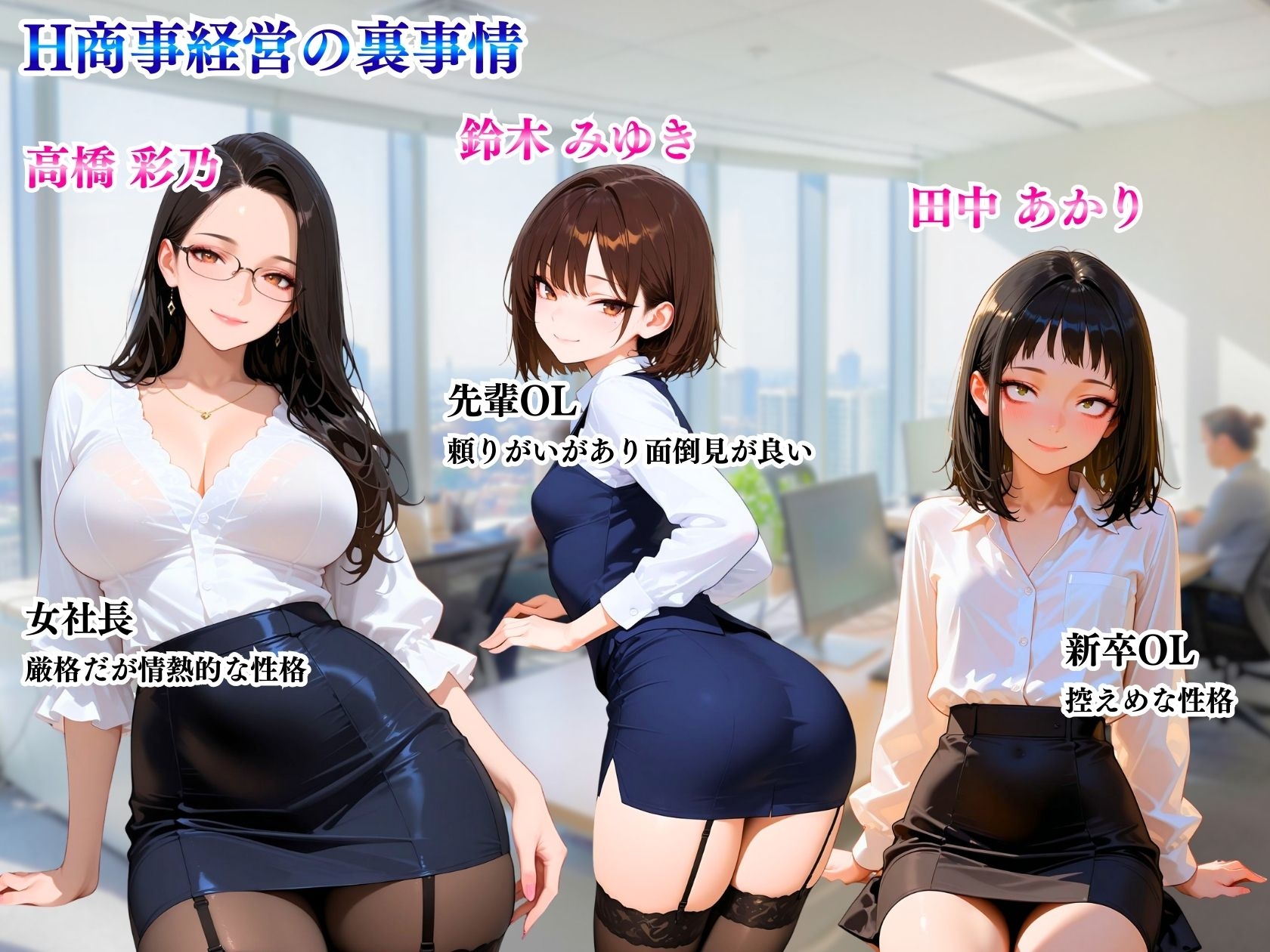 H商事経営の裏事情♡女社長&先輩OL&新卒「敏腕女社長がイク」