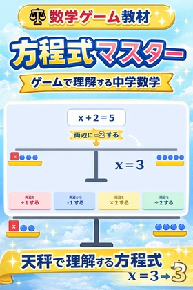 ゲームで理解する中学数学シリーズ「方程式マスター」(一次方程式・連立方程式・二次方程式)