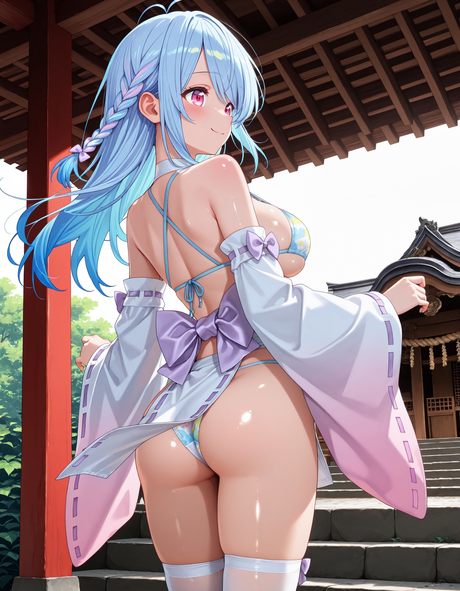 巫女コスでパンチラ