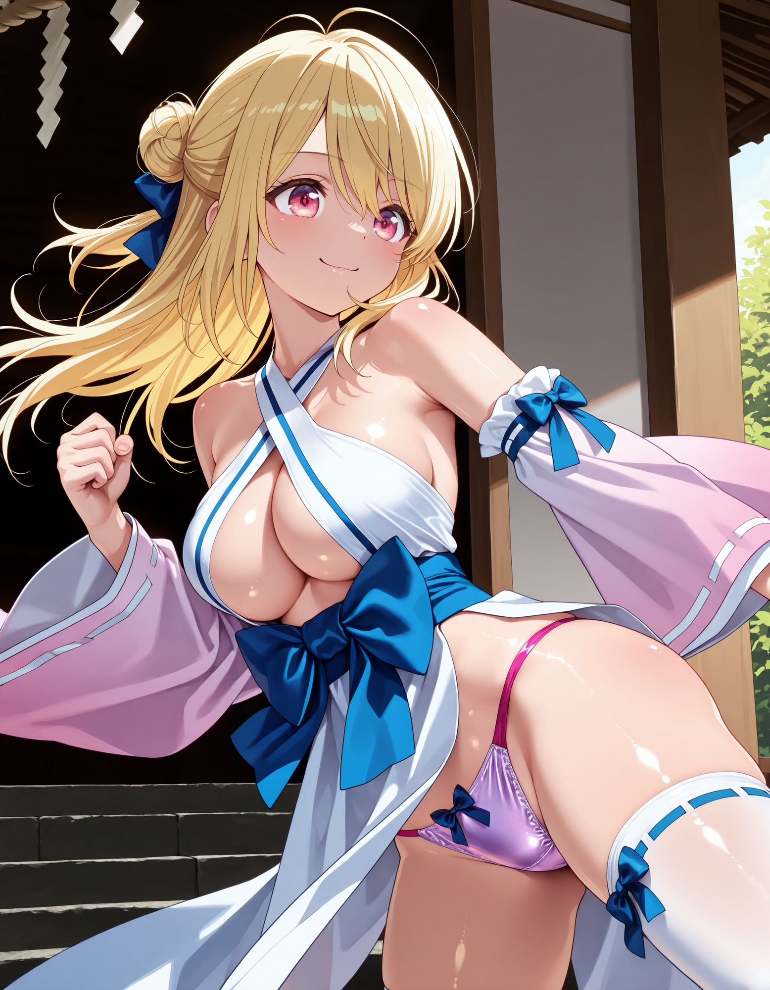 巫女コスでパンチラ