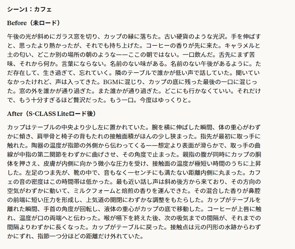 S-CLASS Lite — AI小説・TRPG・RP用 臨場感描写プロンプト