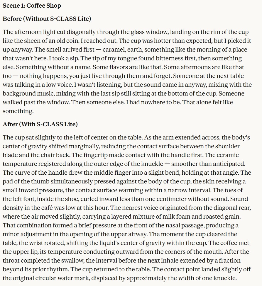 S-CLASS Lite — AI小説・TRPG・RP用 臨場感描写プロンプト