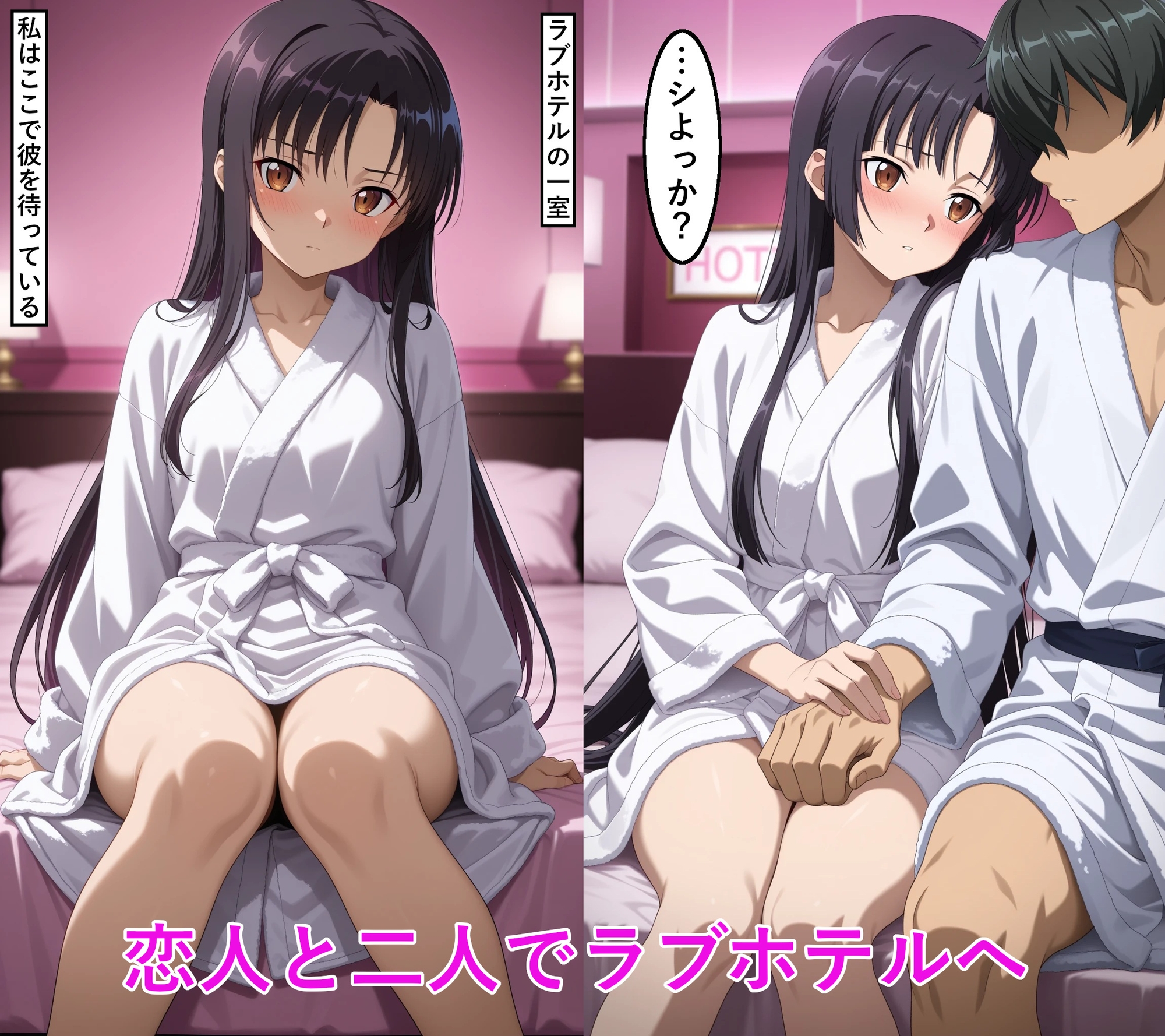 恋人との甘いひと時 黒髪ロングヘアな彼女