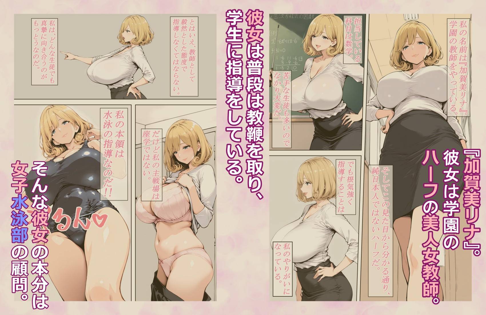 美人巨乳水泳教師に憑依したのでオナニーして教え子とレズセする!!