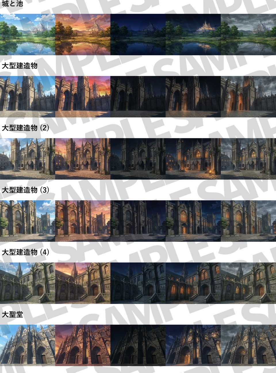 【同一画像高品質差分/223枚】中世&現代西欧都市背景パック【昼夕夜曇差分】