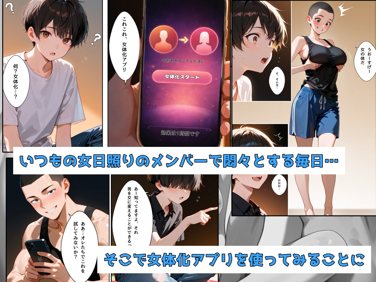 女日照りのオレたちは交代で女体化アプリを使う