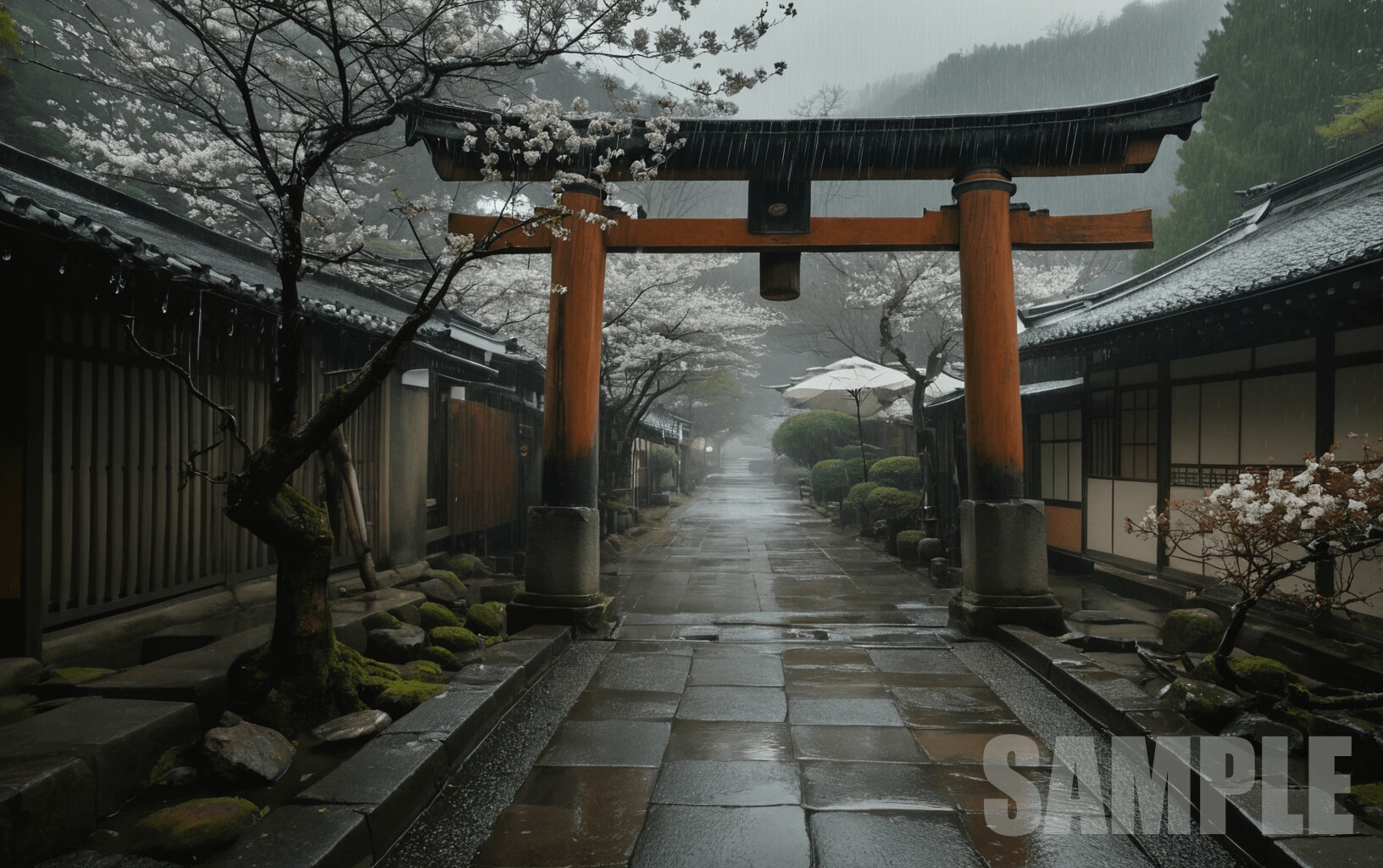 Japanese Shrine Sakura Environment Pack 100 Background Textures