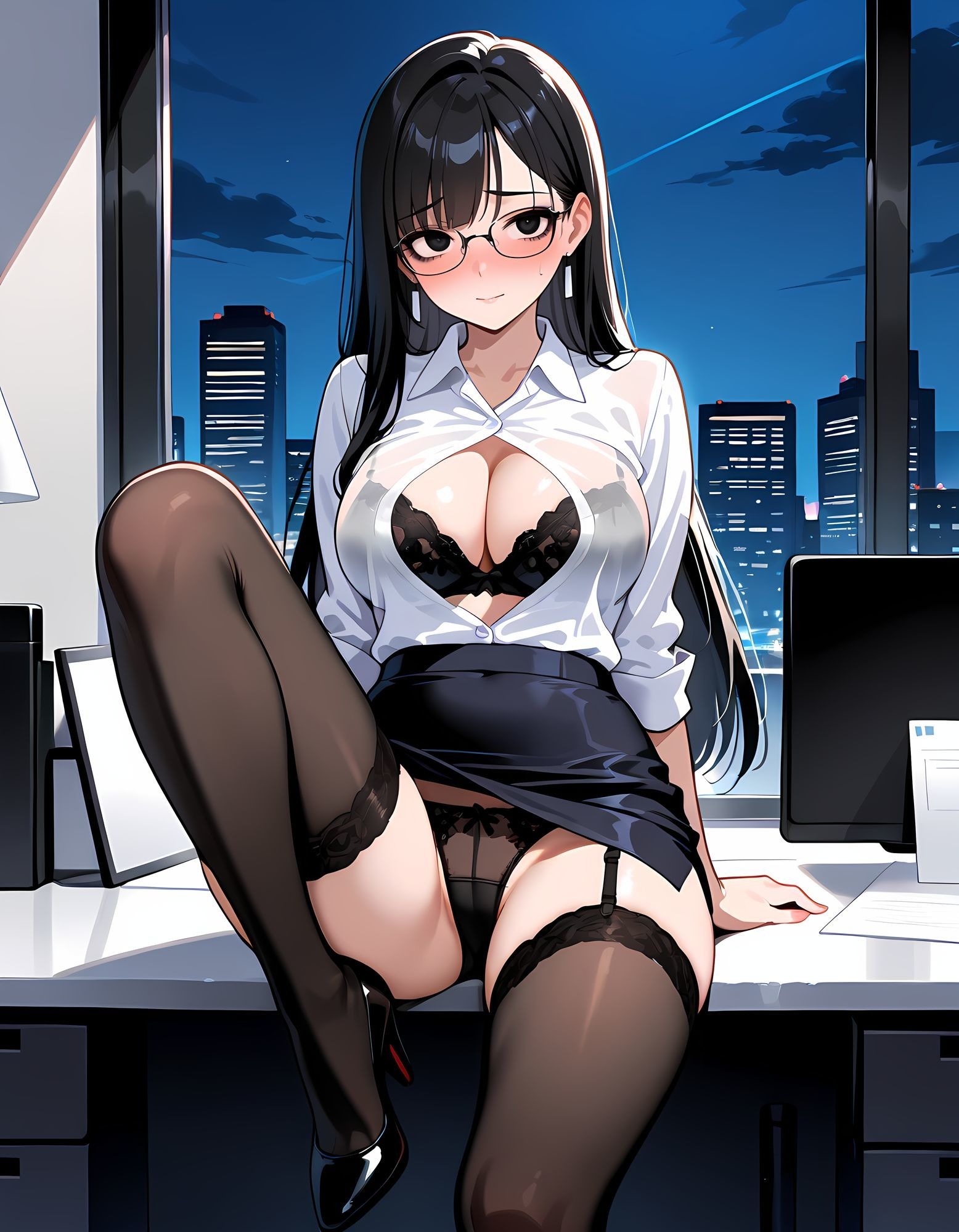 黒ストOLの禁断妄想 〜視線を感じて疼きだす股間〜