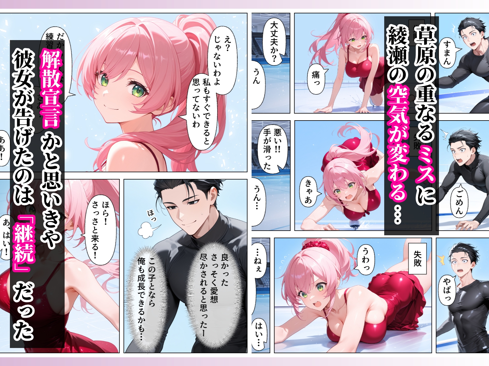 フィギュアスケートペア_氷上の手マンリフト_デカ乳パートナーに発情SEX