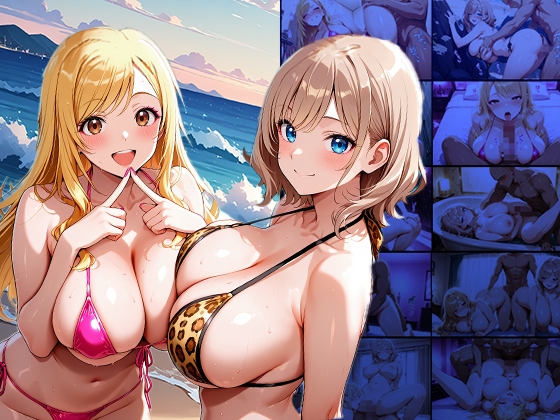 金髪ギャルと艶髪ギャルが海辺で発情誘惑【4K】【500枚】