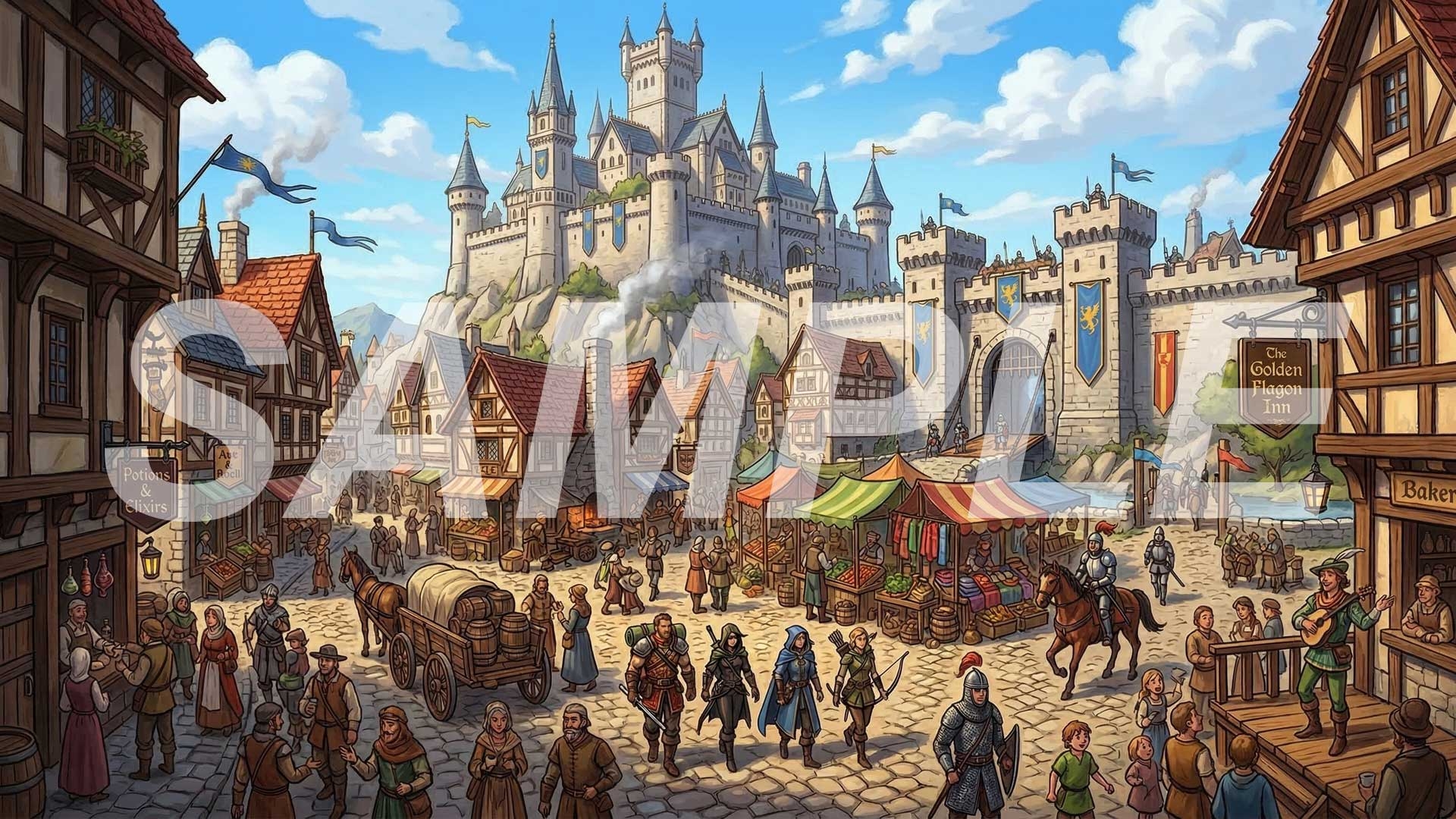 RPG向け背景画像素材 ―街の風景―