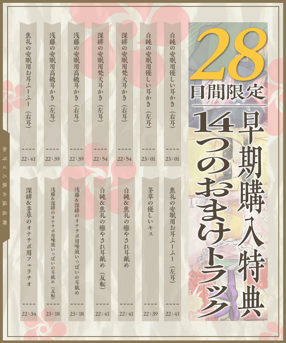 【2026年04月18日迄限定】和耳とろ舐め温泉郷〜至高のケモミミハーレムプレイで、脳イキ絶頂♪ パパ呼び&媚び媚びボイス満載の搾精旅館！