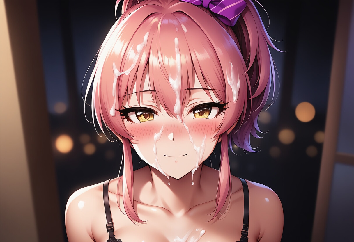 下着姿のアイドルの手コキ(顔射)2