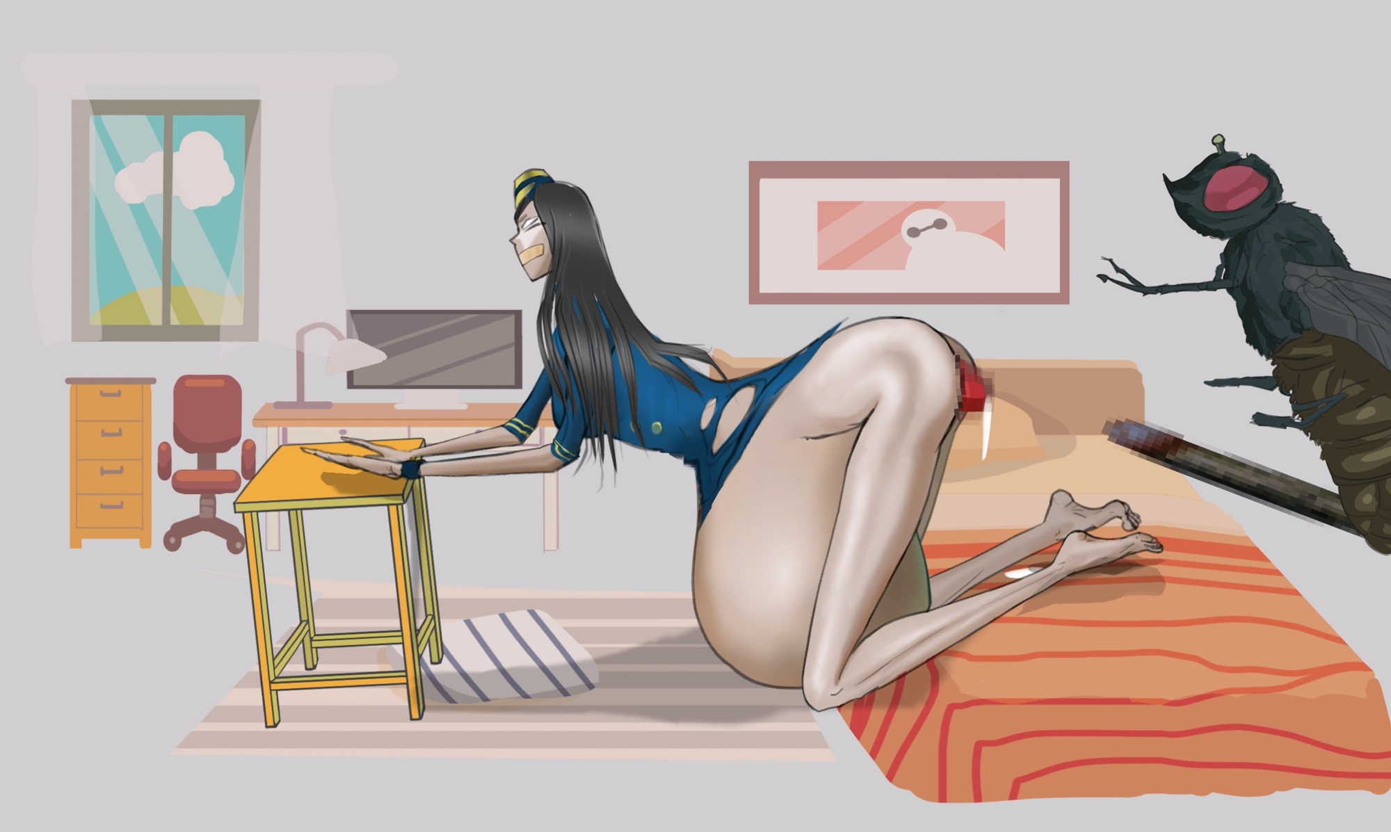 好色なハエに内側から満たされた、華奢な美女