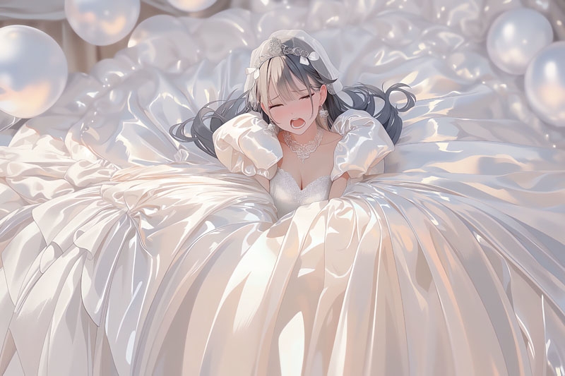 【ドレス美少女50】ツルツルドレスに包まれて恍惚に沈む