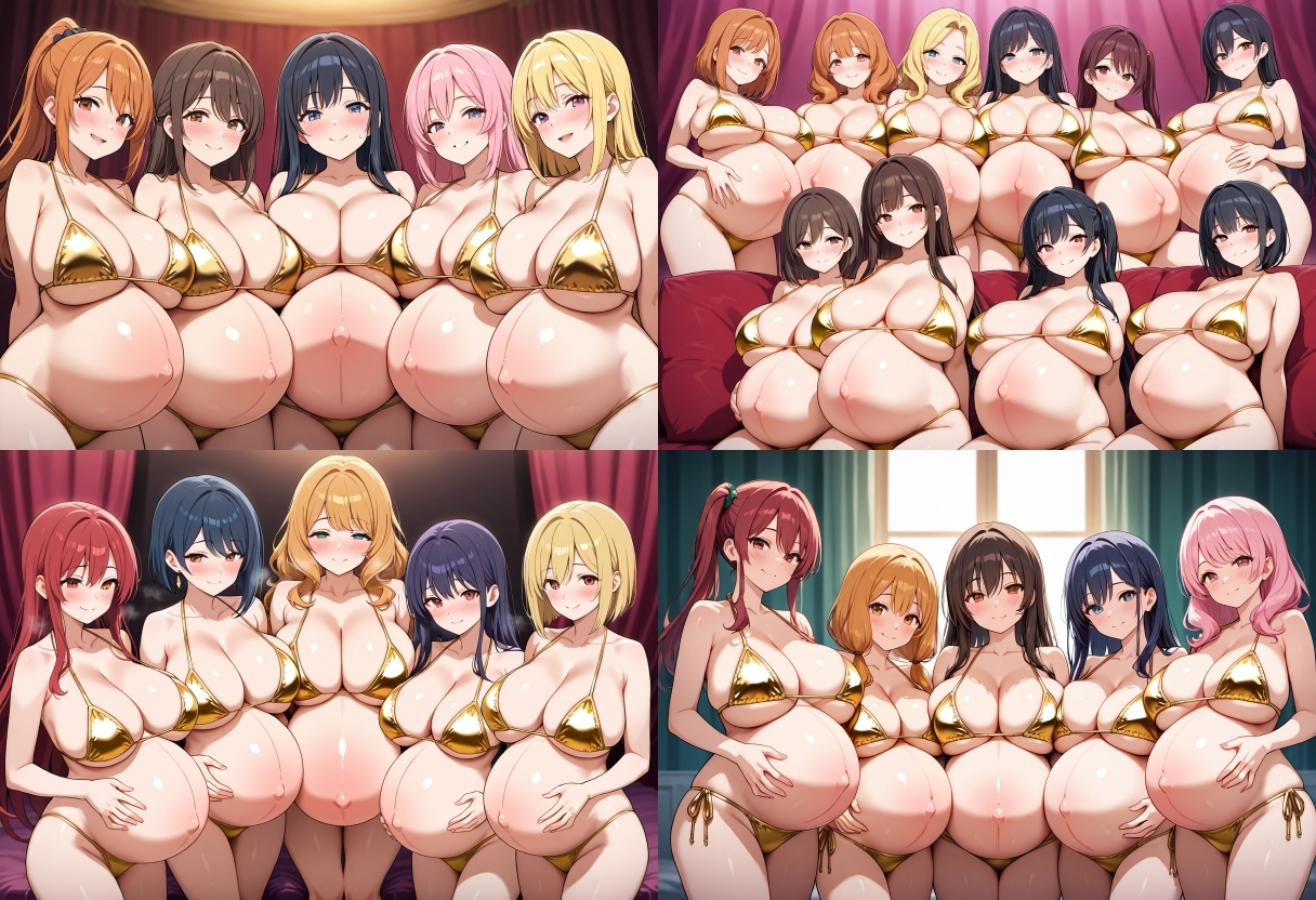 【500枚】金ビキニ×巨乳×妊婦 ハーレムCG集 – Preview 2