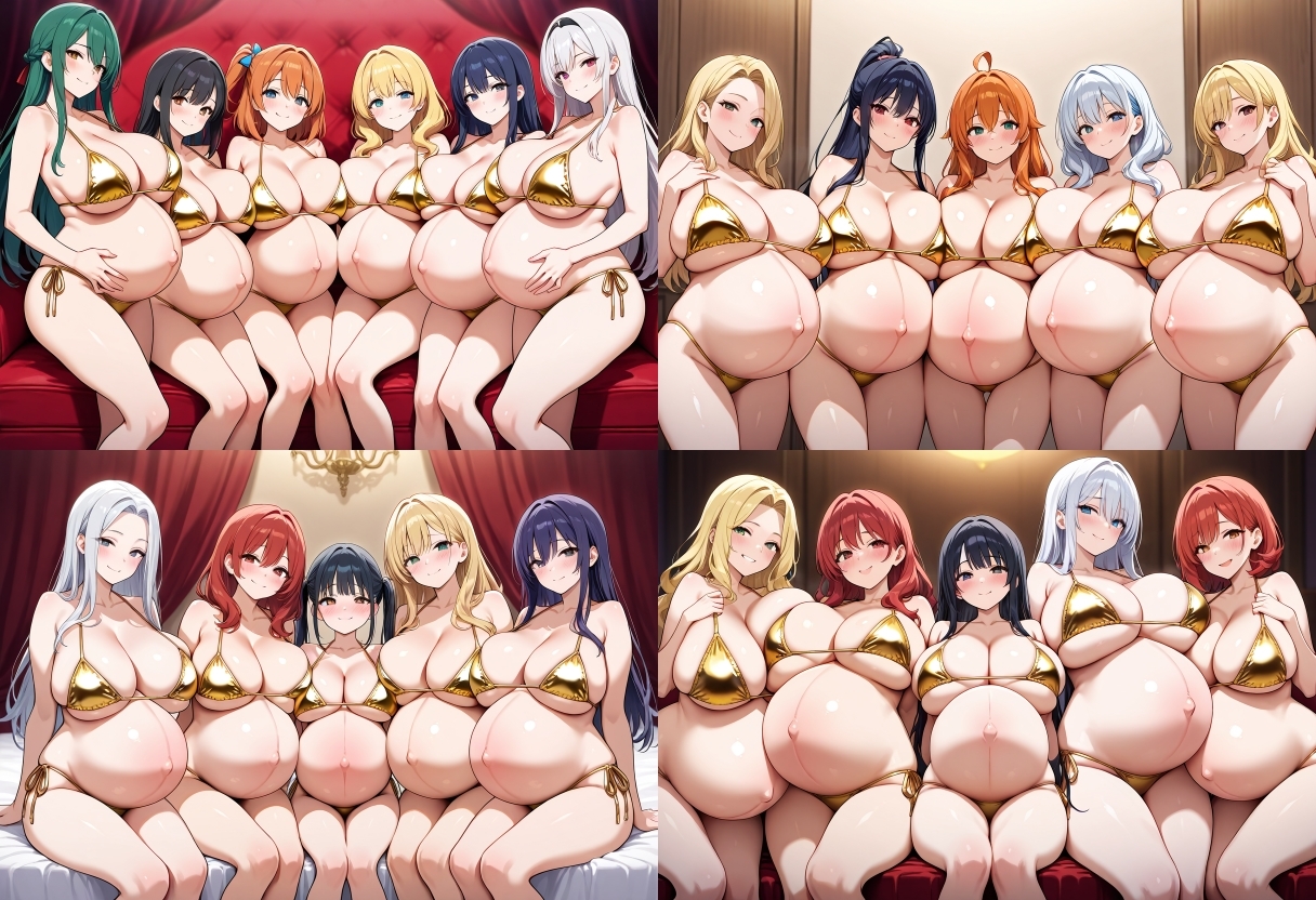 【500枚】金ビキニ×巨乳×妊婦 ハーレムCG集 – Preview 8