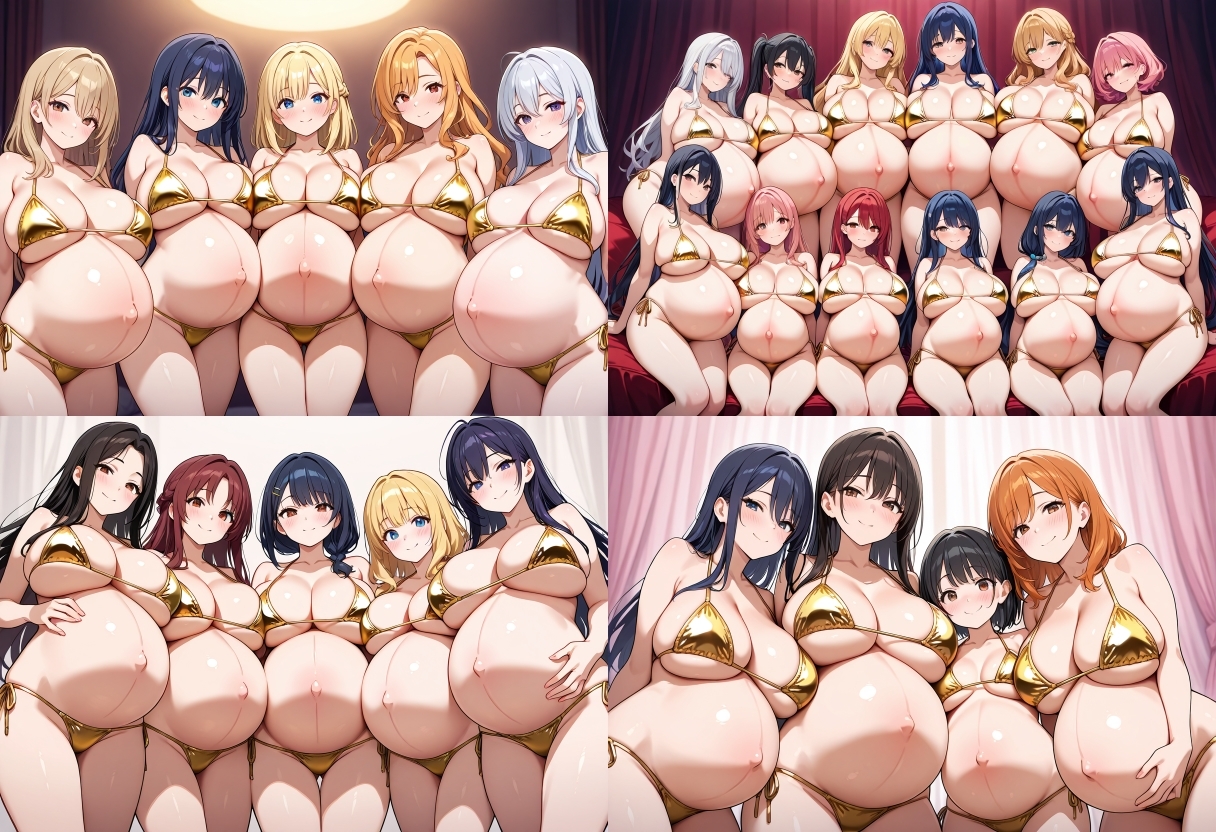 【500枚】金ビキニ×巨乳×妊婦 ハーレムCG集 – Preview 9