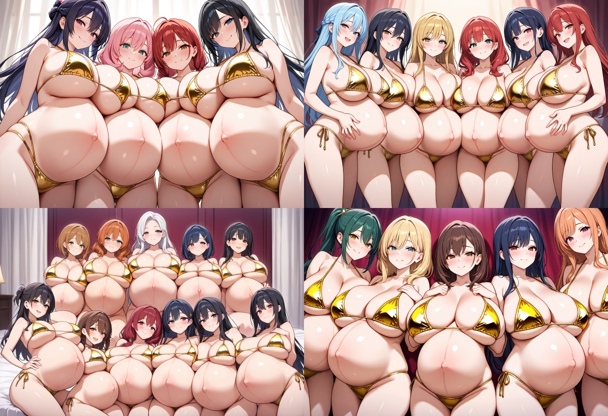【500枚】金ビキニ×巨乳×妊婦 ハーレムCG集 – Preview 10