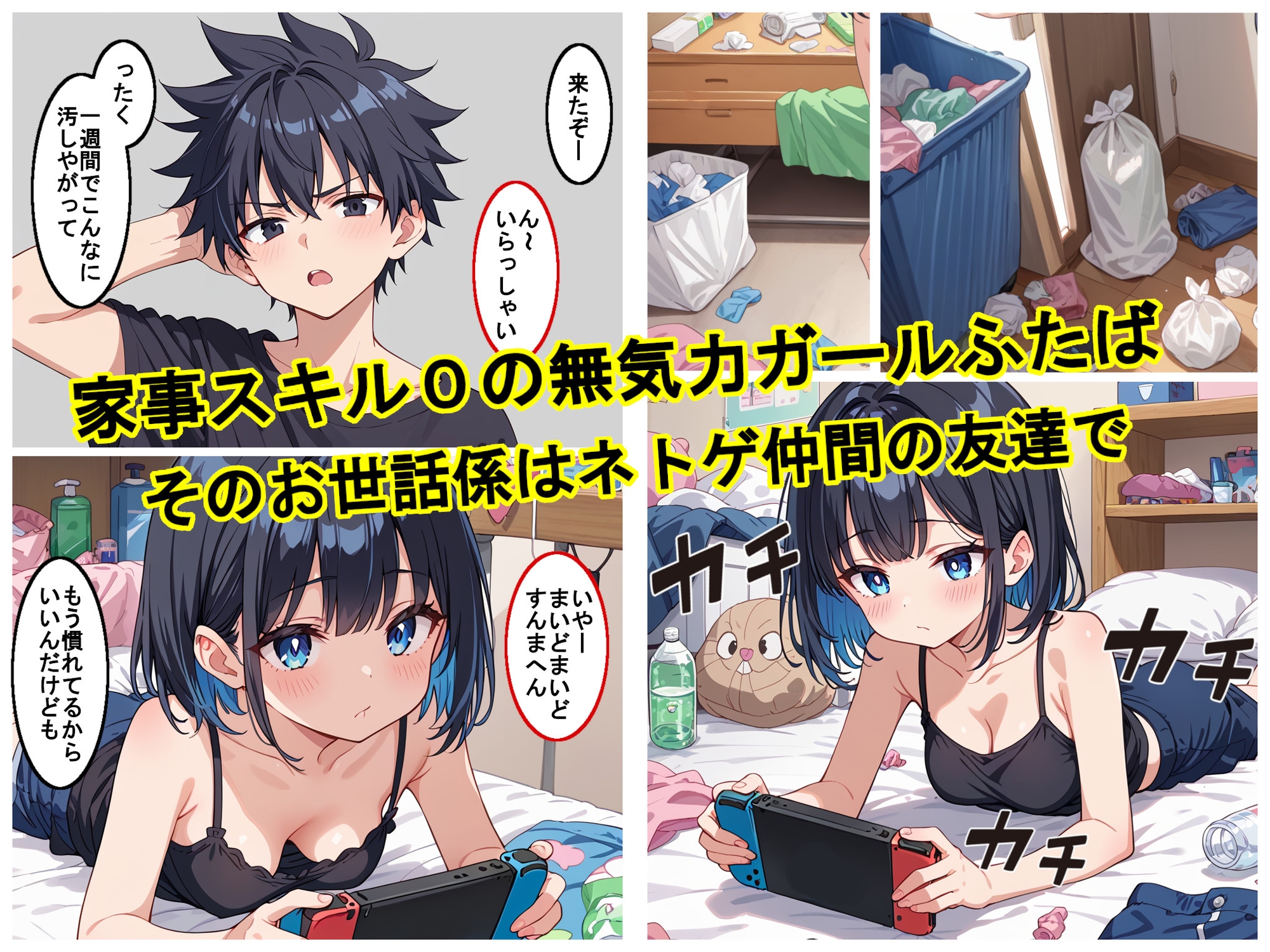 汚部屋無気力ガールが世話係とイチャラブセックスする話