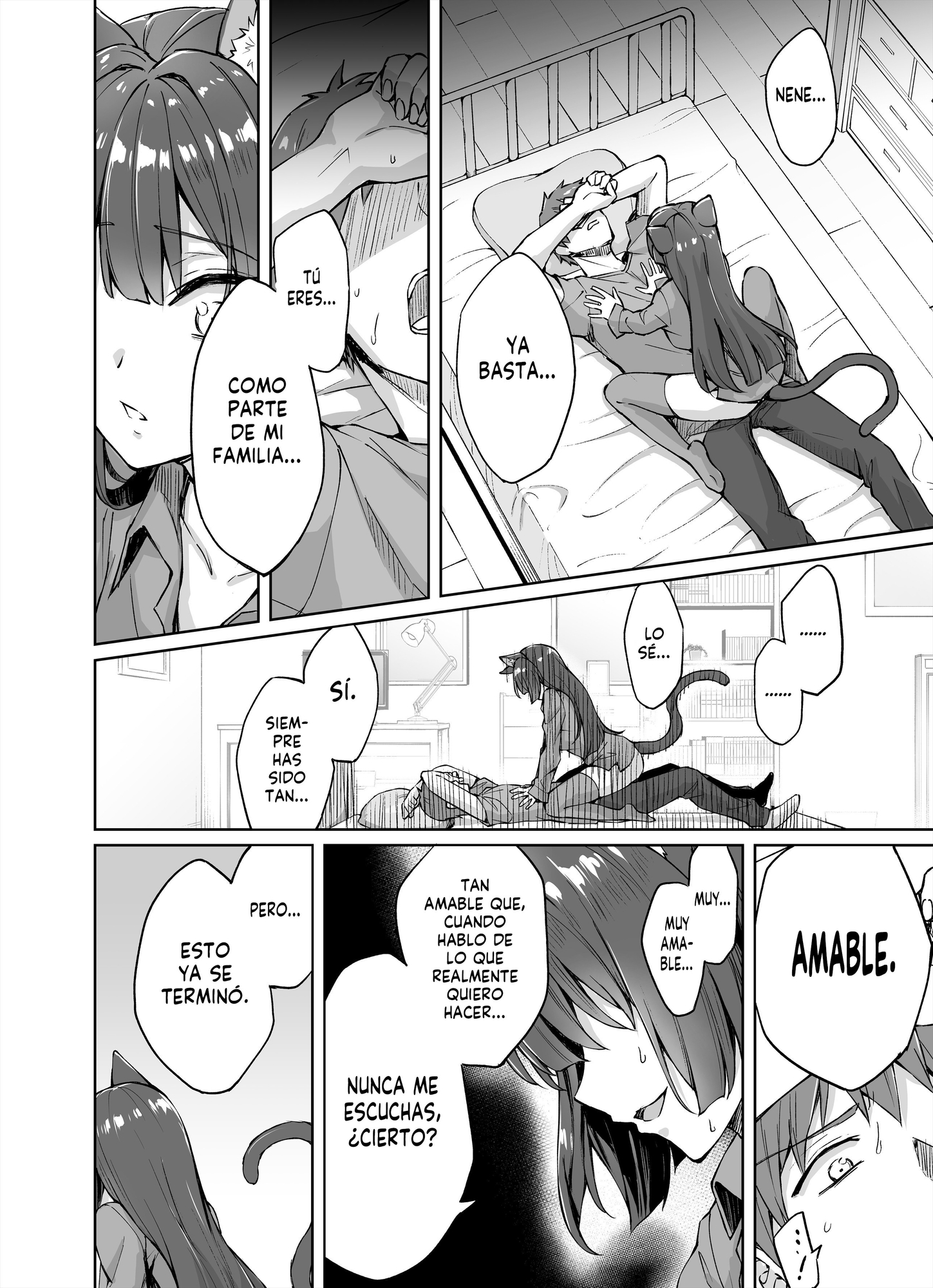 【スペイン語版】うちのヤンデレな飼い猫ちゃんにメチャクチャに搾られちゃう話