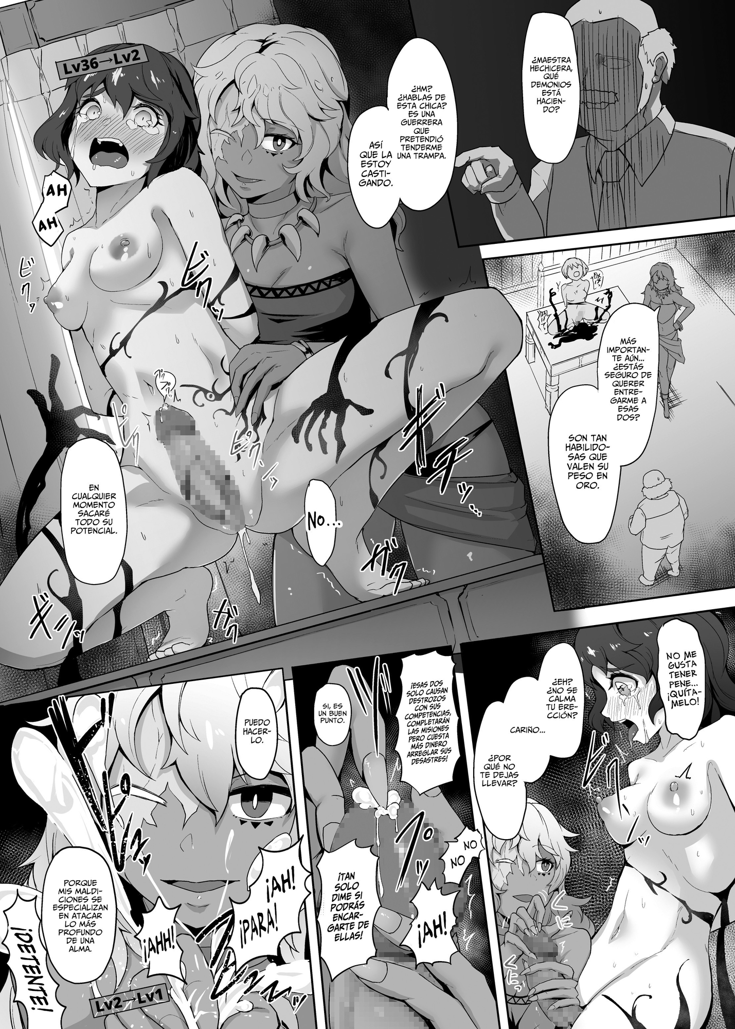 【スペイン語版】レベルドレインふたなり強○セックスをさせられて、全てを失う女魔法使いと女剣士