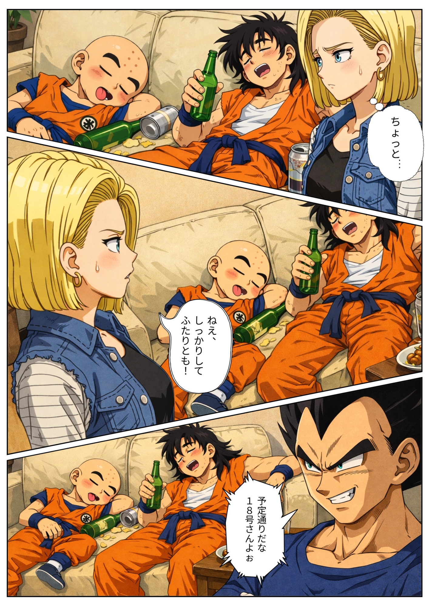 【NTR漫画】(3)部屋飲みで二人きりの わずかな時間で寝とられる18号。 帰宅したクリ○ンが寝ている間も 朝までサイヤ人とヤリまくり…(3)