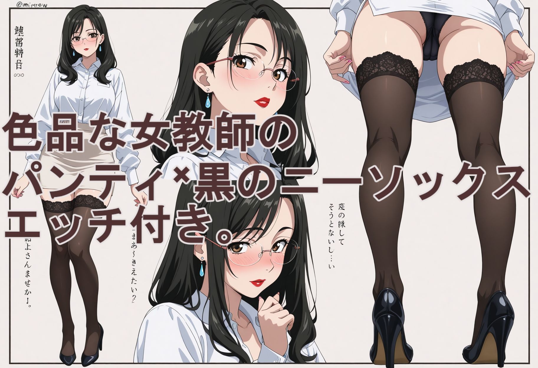 色白女教師のパンティ×ニーソックス。エッチ付き。