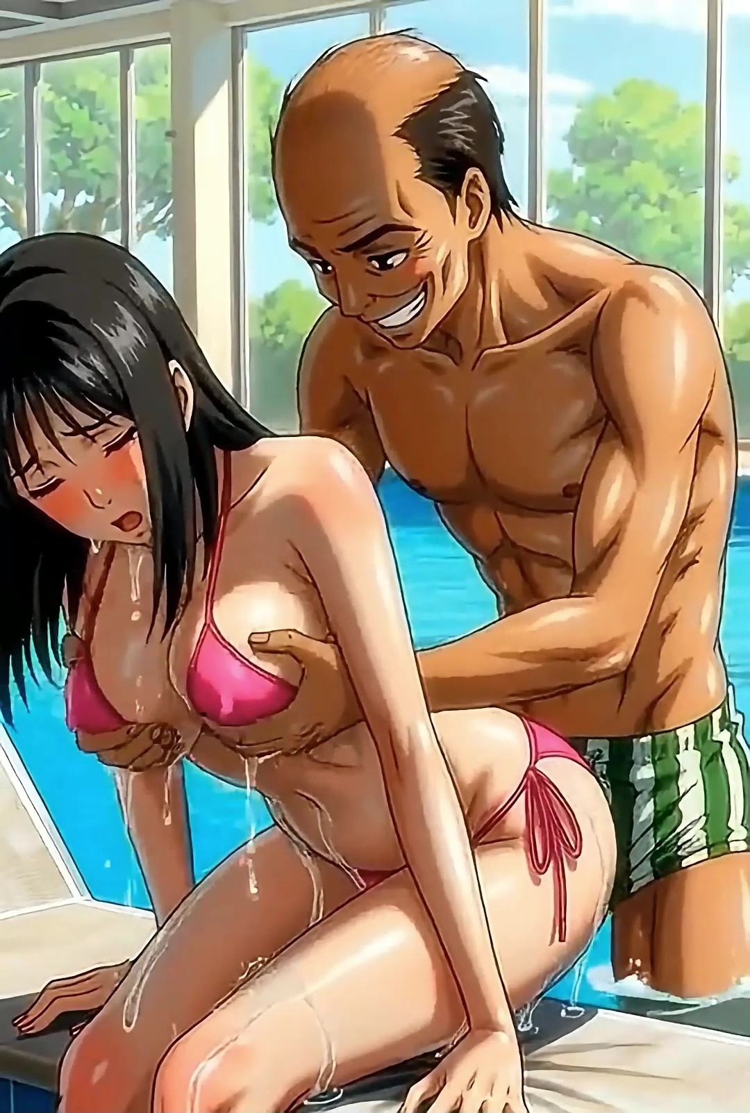 プールサイドでマッサージ♡